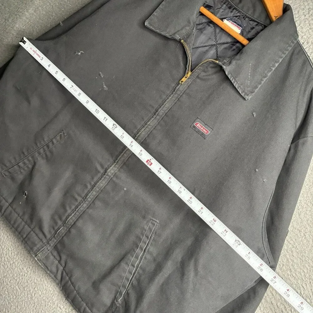 Vintage 90’s Dickies Jacket Mens XL Eisenhower Black Full Zip Lined Boxy Fit